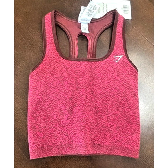 NEW GymShark Adapt Animal Seamless Crop Tank Reef XS Cherry Brown PINK XS XSMALL - Picture 2 of 8